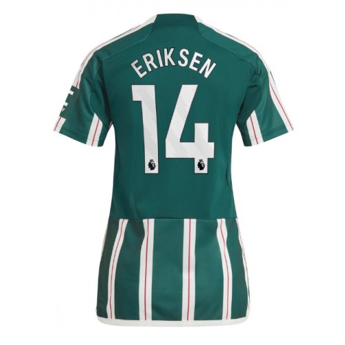 Fotballdrakt Dame Manchester United Christian Eriksen #14 Bortedrakt 2023-24 Kortermet